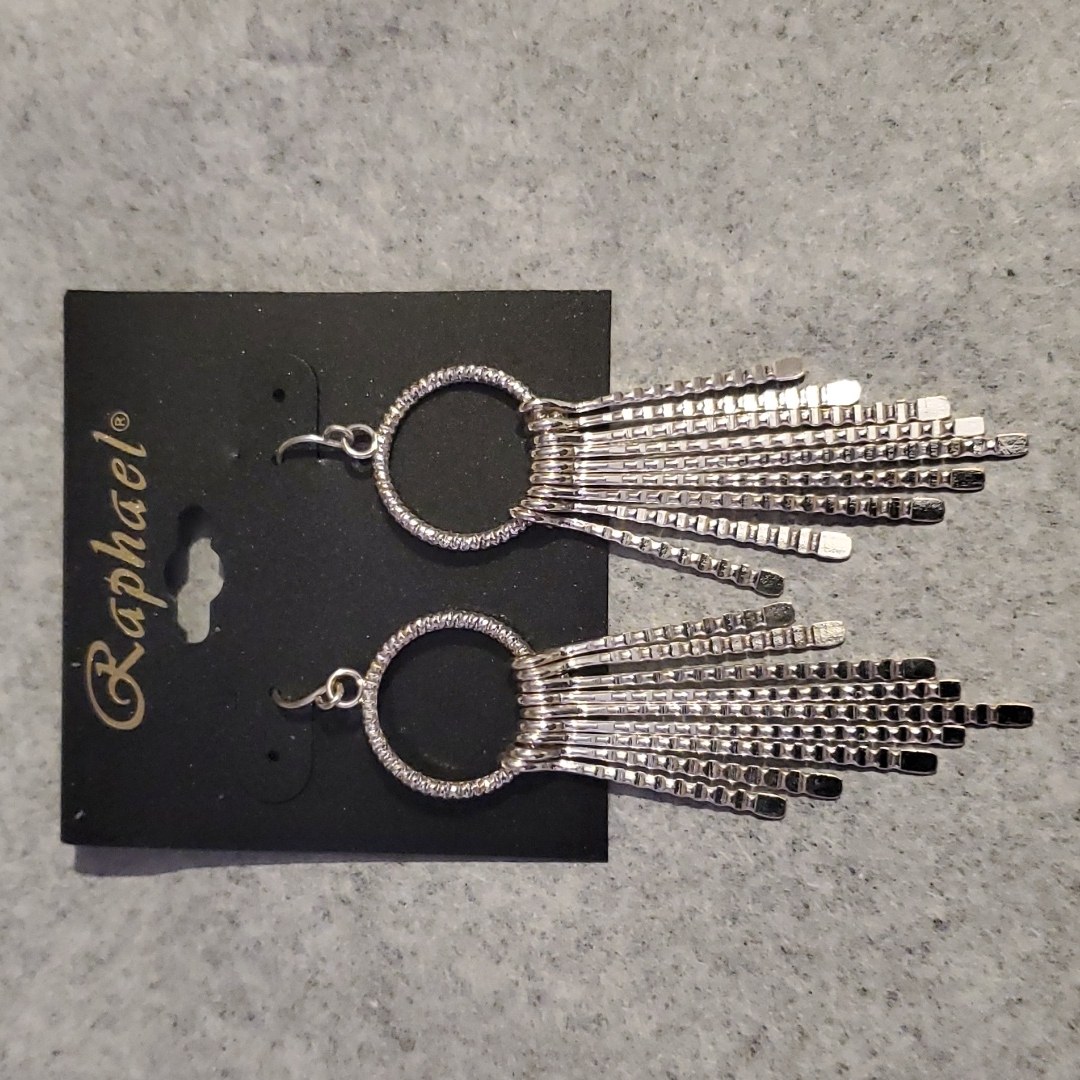 Raphael Dangle Silver Tone Earrings